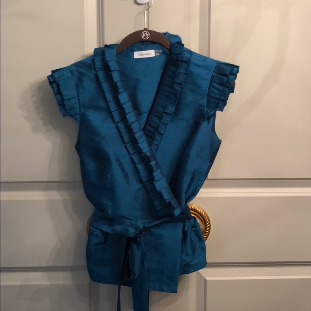 Calvin Klein silk wraparound top gorgeous color